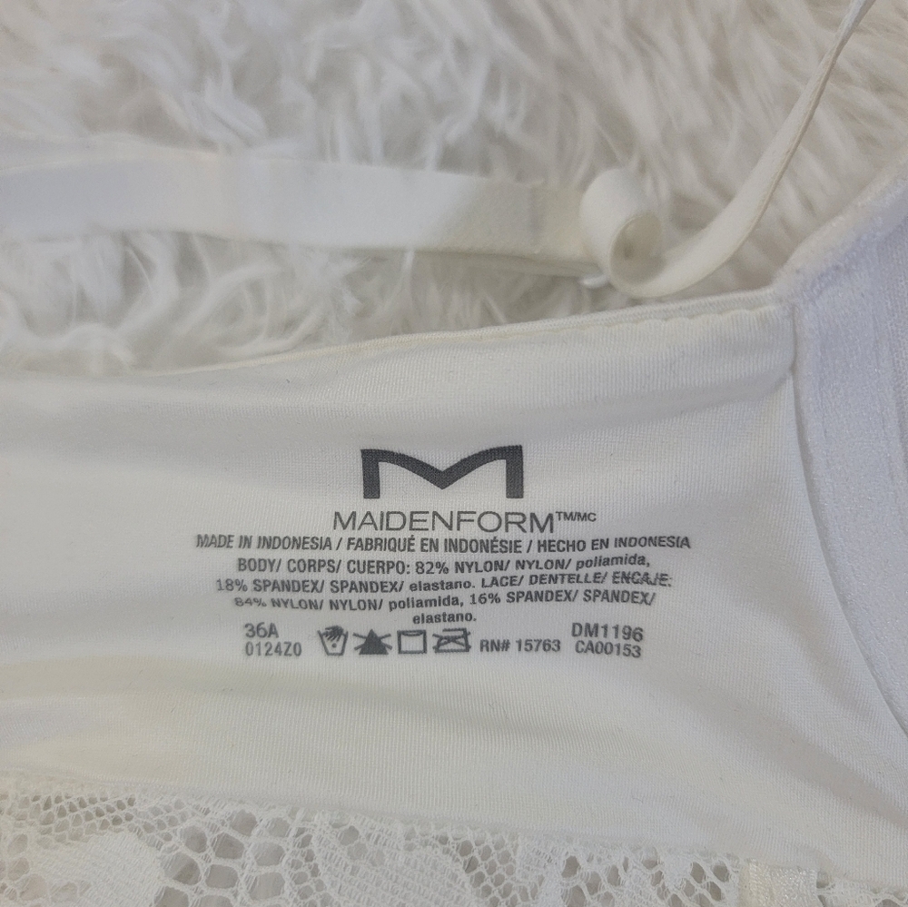 Maidenform Pure Comfort White Lace Bralette - Picture 10 of 13